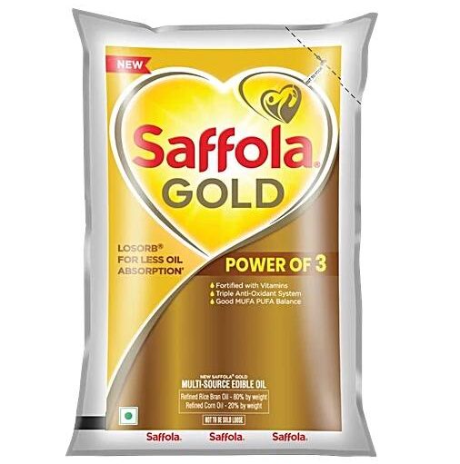 Saffola Gold Multi-Source Rice Bran & Corn Edible Oil, 910 g