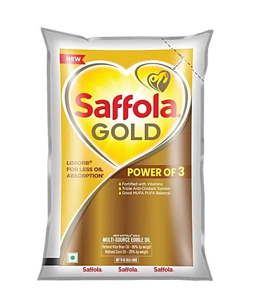 Saffola Gold Multi-Source Rice Bran & Corn Edible Oil, 910 g